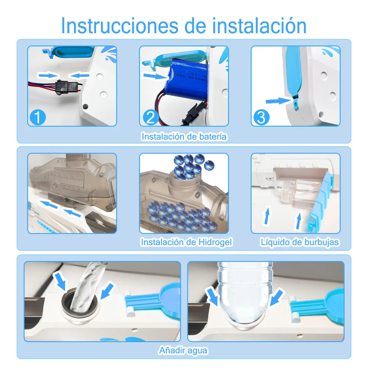 JUGUETE DE HIDROGEL Y AGUA CON BURBUJAS 3 EN 1